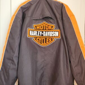 Harley-Davidson Men's Black and Orange Bomber Jacket